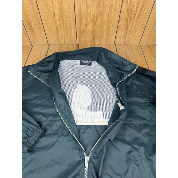 Vintage 90s Nautica made USA , Green Windbreaker Sailboat Big‎ Logo Size XL - Picture 8 of 16